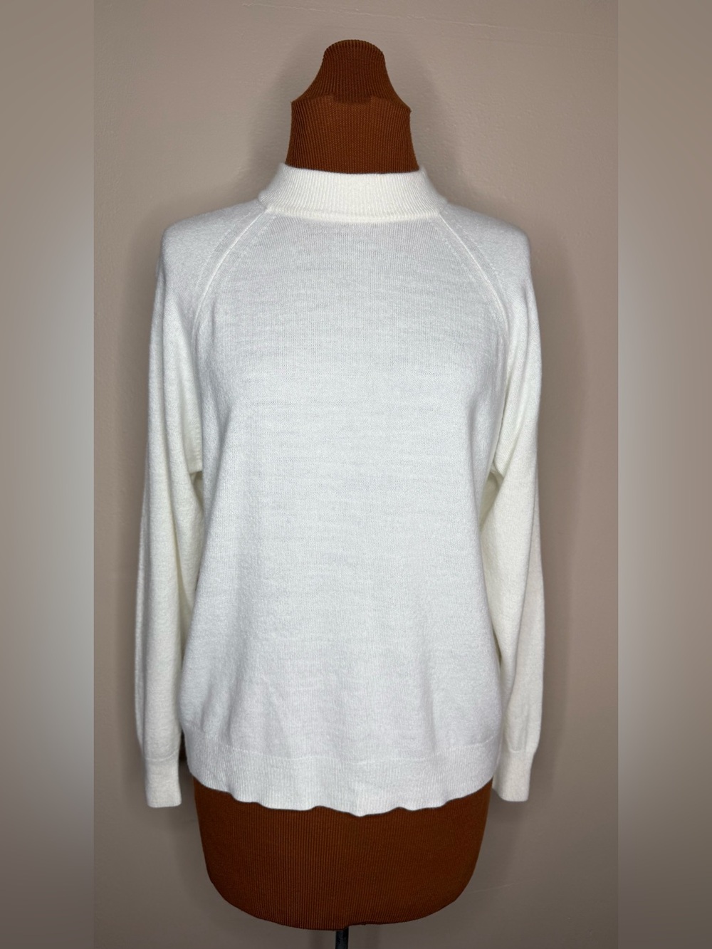 Hampshire Studio Cream Half-Zip Pullover Sweater Size Medium